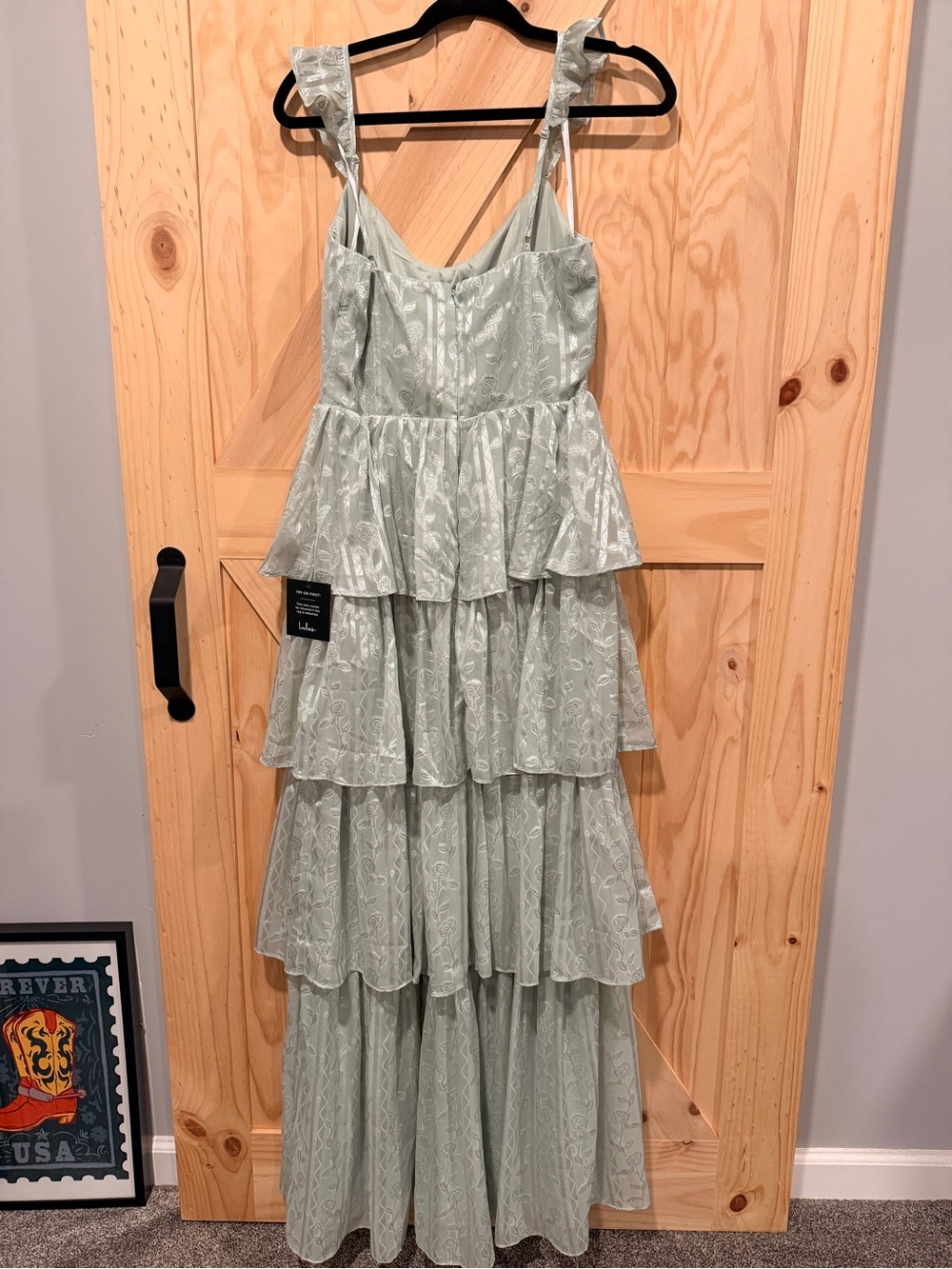 Lulus Medium Sage Tiered Ruffle Maxi Prom Dress - Picture 2 of 4